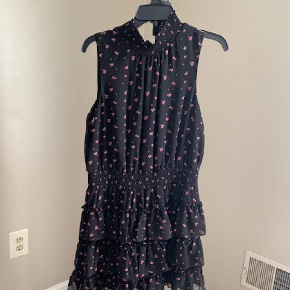 1. State Smocked Neck Black Mini Dress Large